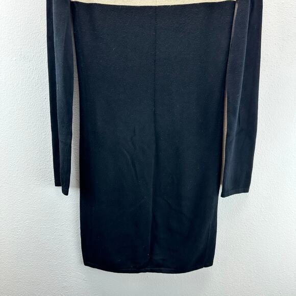 T Alexander Wang Stripe Color Block Sweater Dress Long Sleeve Knit Black Cream M - Picture 4 of 12